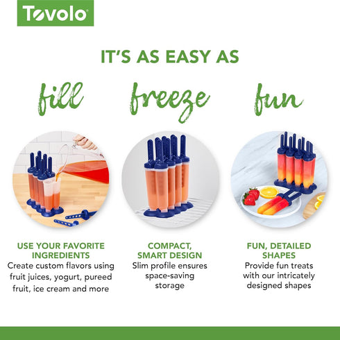 Tovolo Popsicle Molds with Sticks (4-Pack, Twin Pops) - Reusable Ice Pop Molds & Sticks for Homemade Flavored Ice Pops & Frozen Snacks - Popsicle ...