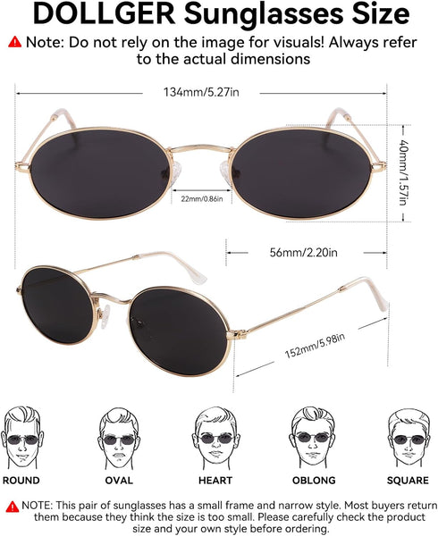 Dollger Oval Sunglasses for Women Vintage Metal Frame Glasses Anti Reflective Retro Eyeglasses Unisex...