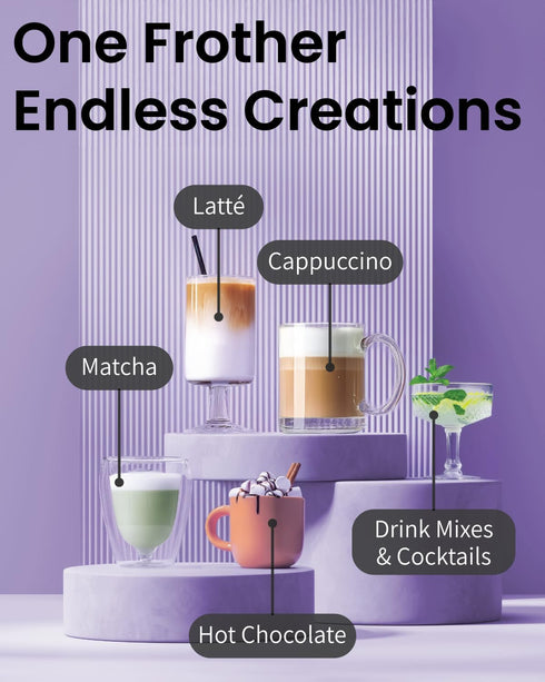 Elementi Electric Milk Frother Handheld, Matcha Whisk, Milk Foamer for Coffee Foamer Electric Handheld Drink Mixer, Electric Mini Whisk Small Hand...