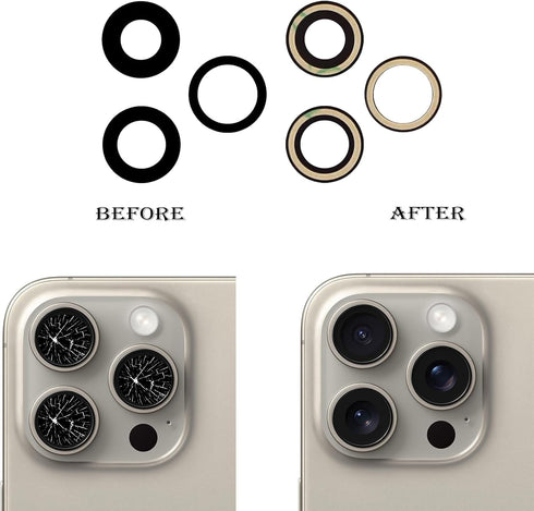 3pcs/Set Rear Camera Lens Replacement for iPhone 15 Pro Max Back Camera Lens Glass Replacement with Pre-Installed Adhesive + Repair Tool Kit, Anti...