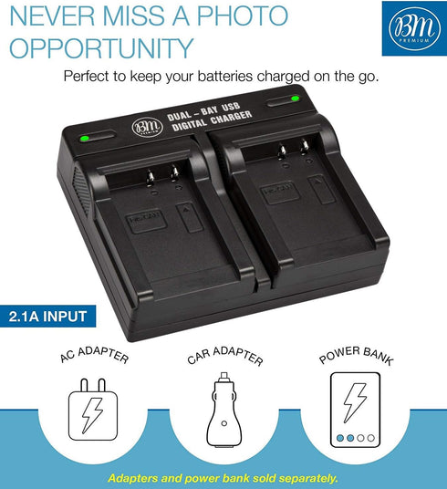 BM Premium NB-10L Dual Bay Battery Charger for Canon PowerShot G15, G16, G1X, G3X, SX40 HS, SX40HS, SX50 HS, SX60 HS Digital Cameras...