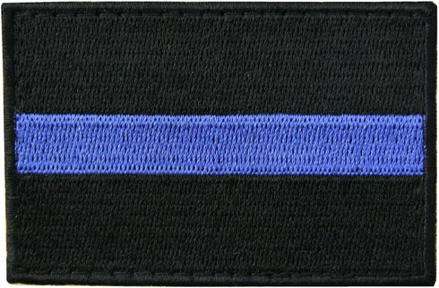 Thin Blue Line Patch Embroidered Tactical Applique Army Morale Hook & Loop Emblem...