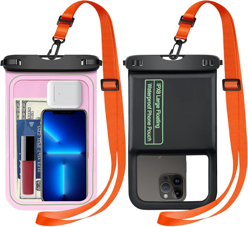 SUPFINE [2 Pcs Waterproof Phone Pouch Floating, Large Cell Phone Case, IPX8 Waterproof Dry Bag with Lanyard for iPhone 15 Pro Max/14/13/12/Galaxy ...