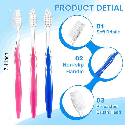 50 pcs Prepasted Disposable Toothbrushes Bulk Individually Wrapped Pre Pasted Soft Bristle Tooth Brush Set Travel Toothbrushes for Homeless Gift H...