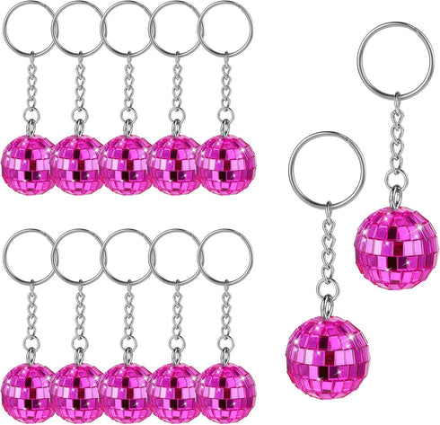 Disco Ball Keychain, 12 Pieces Disco Ball Party Favors Keychains 70s Disco Keychain Silver Mirror Ball Keychain Ball Party Supplies Party Favors S...