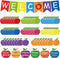 77 Pcs Bulletin Board Decorations, Back to School Welcome Banners,Motivational Cutouts Classroom Decor for School Holiday Bulletin Board (Apples)...