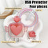 Wings Cable Protector for Apple Charger with Cute 3D Pink Love Heart Design, Data Line USB Charger Cover Wire Cord Saver DIY Charger Protector Com...
