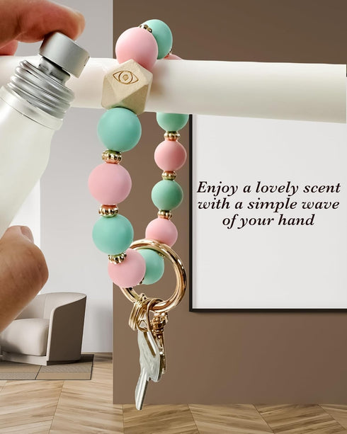 Silicone Key Ring Bracelet for Women | Stretchy Wrist Keychain Bracelet for Car Keys, Wallets, ID Badge...