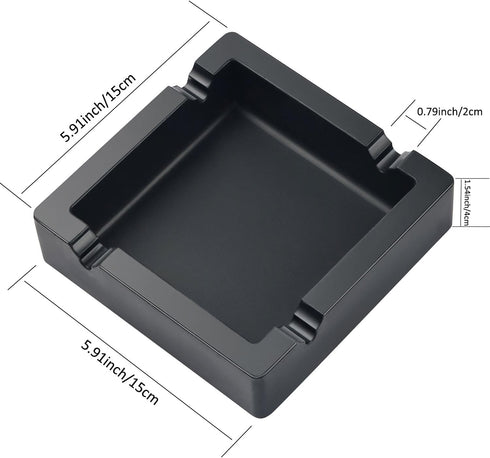 Cigar Ashtray Big Ashtrays for Cigarettes Outdoors Patio Large Black 4 Dual-use Rest Unbreakable Silicone Cigar Cigarette Ashtray for Outside/Indo...