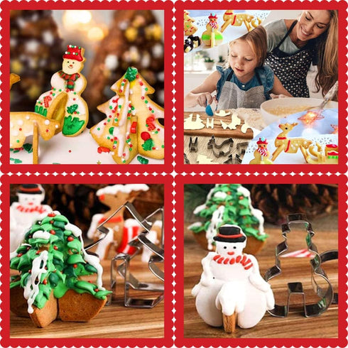 KAISHANE 3D Christmas Cookie Cutter 8 Piece Set Holiday Cookie Biscuit Cutter Set - Snowman Christmas Tree Reindeer and Sled for Kids Christmas Pa...