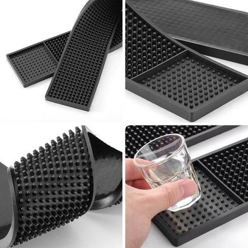 Facmogu 2PCS Rubber Bar Mats, 24x3" / 60x8cm Coffee Bar Countertop Spill Mats, Rubber PVC Kitchen Drink Service Mat, Rail Runner Drip Mat, Non Sli...