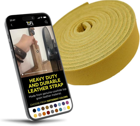 TOFL Genuine Top-Grain Leather Strap | 72 Inches Long | 3/4 Inch Wide | 1/8 Inch Thick (7-8 oz) | 1 Leather Strip for DIY Arts & Craft Projects, C...