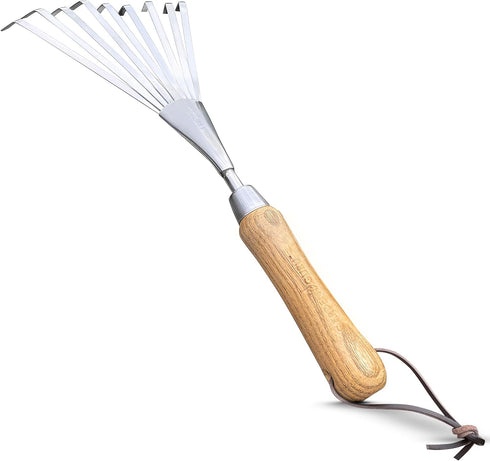 Garden Guru Eco Hand Rake Soil Tiller- 100% Recycled Stainless Steel - Rust Resistant - FSC Certified Wood Ergonomic Handle - Great for Gardening,...