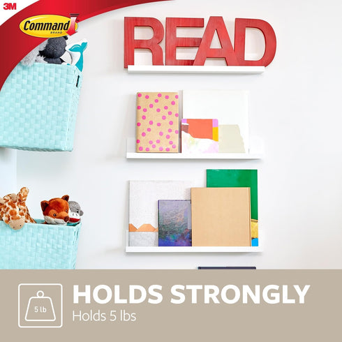 Command Picture Ledge, 21" Damage Free Hanging Floating Shelf with Adhesive Strips, Quartz, No Tools Picture Hanger for Displaying Decorations and...