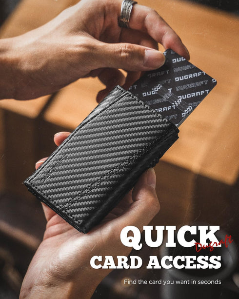 DUGRAFT ?????????????? Card Holder Wallet with ID Window,Magnetic Closure Leather Mens RFID Blocking Minimalist Pop-Up Wallet Aluminum Metal Credi...