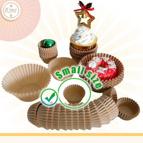 qiqee 600 Count Mini Cupcake Liners Natural Muffin Liners Food Grade Brown Baking Cups Paper No Smells?Small Size?...