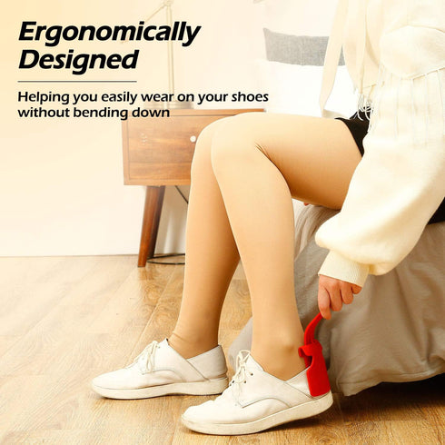 Boao 4 Pieces Lazy Shoe Helper Portable Travel Handled Horn Lifting Wearing Helper Tool Easy on Easy off Plastic Shoehorn One Size Fits Most Shoes...