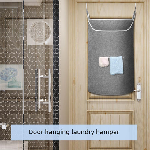X-Large Hanging Laundry Hamper Bag, Door Hanging Hamper with Front Pocket Dirty Clothes Hanging Laundry Bag Large Size 35X22 inch Door Laundry Bas...