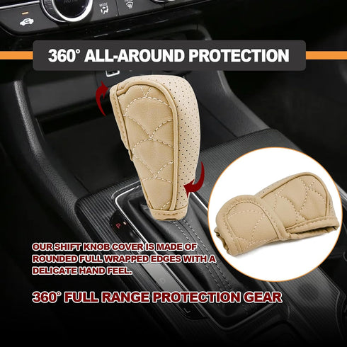 Car Gear Shift Cover, Waterproof PU Leather Automotive Gear Stick Shift Knob Rod Dust Cover Protector Car Interior Accessories for Most Cars Truck...