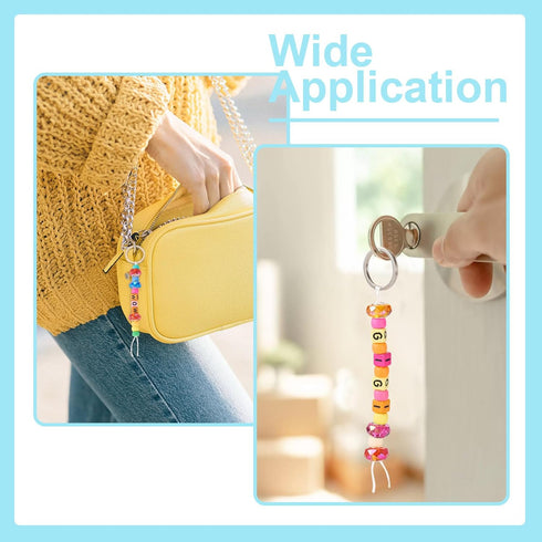 Beadthove DIY Letter Bead Keychain Making Kit Adjustable Acrylic Cube Letter Beads Strings Large Hole Pony Beads Key Ring Bracelet Jewelry Making ...