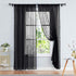 Treatmentex Black Pom Pom Sheer Curtains for Bedroom 63" Linen Texture Decorative Voile Draperies Chic Solid Sheer Curtain Panels for Living Room ...