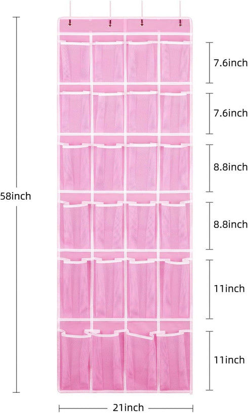 Hanging Shoe Organizer, Over The Door Shoe Organizer with 24 Breathable Mesh Pockets for Men Women Kids Hanging Shoe Storage Rack Organizer Size:5...