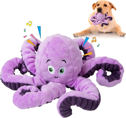 Dog Toys for Large Breed, Octopus Squeaky Funny Cute Interactive Medium & Small Dog Toys, Stuffed Plush Animals Puppy Toys, Dog Birthday for Dog P...