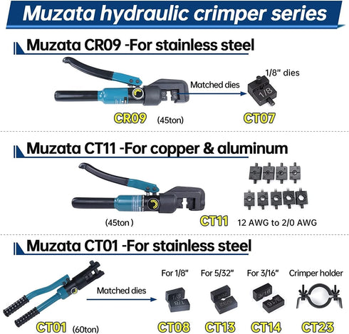 Muzata Swage Die for 1/8" Wire Rope Cable Railing End Fittings,Fit for CT01 Custom Hydraulic Hand Crimper Tool CT08,Series CT1...