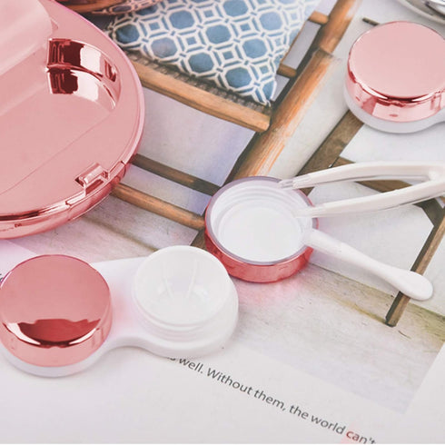 Aukvite Contact Lens Case, Portable Contact Lens Box Kit with Mirror, Travel Contact Len Case Durable Compact Soak Storage Kit with Solution Bottl...