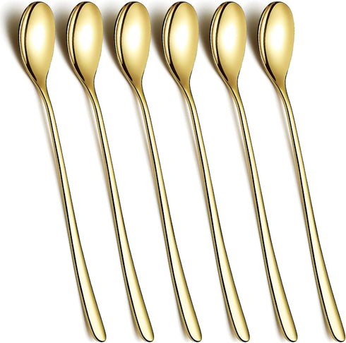 Long Handle Spoon 9.5 Inch Iced Cream Spoons Tea Spoon Coffee Stirrers Ice Spoon Stainless Steel Cocktail Stirring Spoons Dessert Milkshake Teaspo...