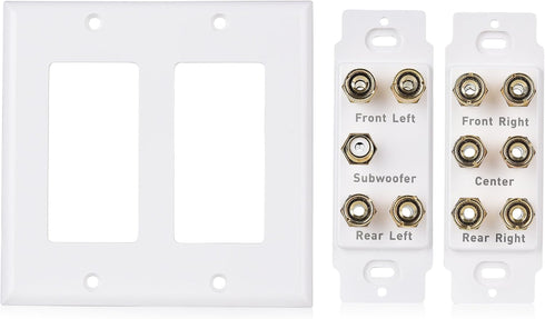 Cable Matters Double Gang 5.1 Speaker Wall Plate (Home Theater Wall Plate, Banana Plug Wall Plate) in White...