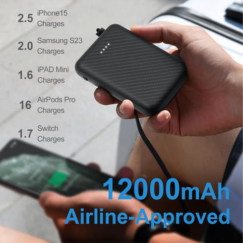 12000mAh Battery Pack for Heated Vest - 5V 2A Power Bank for Heated Jacket and Heated Hoodie,USB C Portable Charger Powerbank Compatible with iPho...