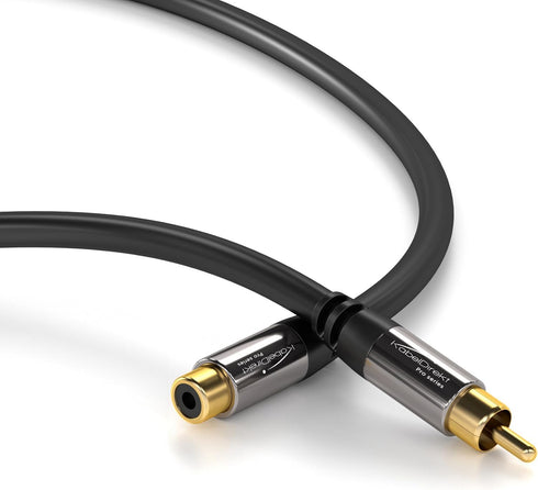 KabelDirekt – RCA Extension Cable – 6ft – Break-Resistant Lead for Brilliant Sound Quality (subwoofer/Audio Cable, RCA Male to Female, Ideal for A...
