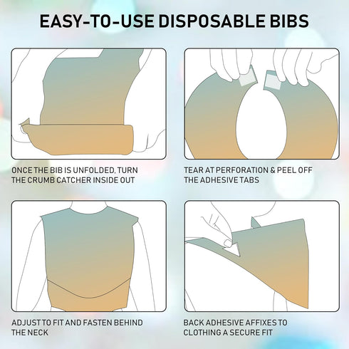 Disposable Bibs - Disposable Bib for Baby Boy, Girl - Lightweight, Breathable Cover Up - Non-Woven Bibs for Smooth Feel - Traveling with Babies Mu...