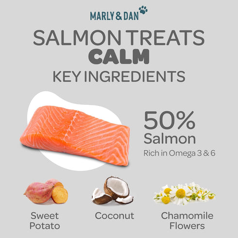 Marly & Dan Tasty and Healthy Salmon Dog Treats with Chamomile and Sweet Potato, Calming Recipe, Irresistible Flavor Dogs Adore, 6-oz Bag...
