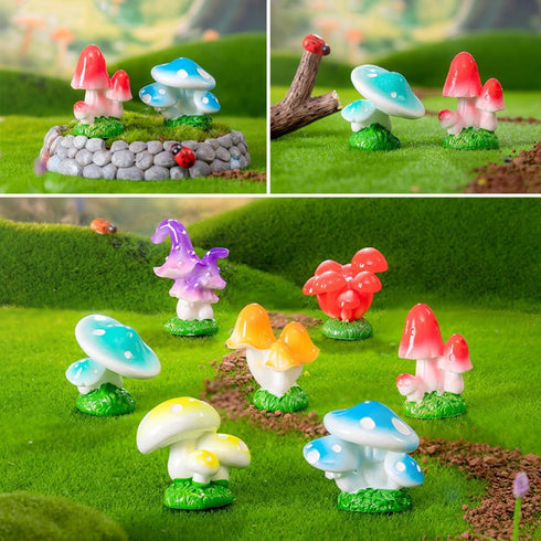 15 Pcs Tiny Mushrooms Colorful Mushroom Tiny Fairy Garden Mushrooms Figurines Little Resin Mushroom for Garden Landscape Bonsai Craft Ornament...