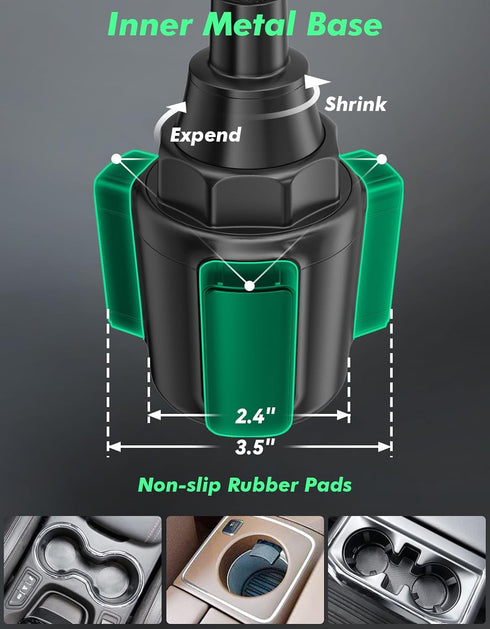 Cup Phone Holder for Car, Upgraded Car Phone Holder Phone Mount for Car with Expandable Base, Cell Phone Cradles Compatible with iPhone Samsung Al...