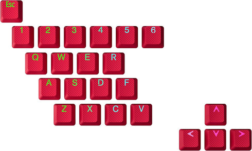 Rubberized Keycap Set | Double shot Translucent | ABS + TPR | OEM Profile for Mechanical Gaming Keyboard (Red, 23 Keys)...