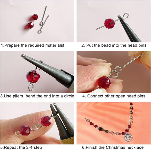 304 Stainless-Steel Eye Pins for Jewelry Making Silver Head Pins 24 Gauge 0.6x20mm 600pcs/Box Open Eye Pins for DIY Making Earring Necklace Bracel...