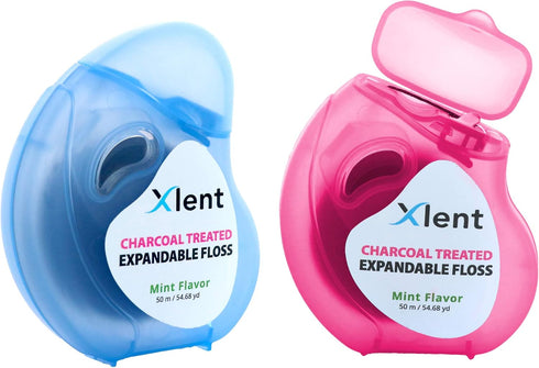 Expandable Floss Treated with Activated Charcoal with Xylitol and Natural Plant Based Wax |Fresh Mint Flavor | PFAS & PTFE Free |50 Meter x 2...