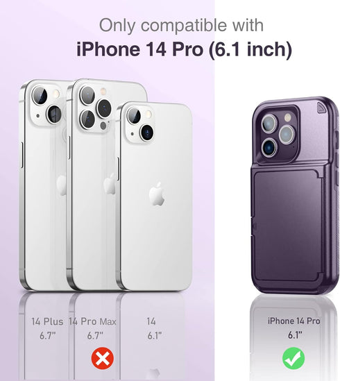 WeLoveCase iPhone 14 Pro Case for Women, Men Defender Credit Card Holder Cover with Hidden Mirror, Three Layer Shockproof Heavy Duty Protection Ca...