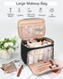 Relavel Makeup Bag, Large Capacity Travel Makeup Bag Organizer, Waterproof Cosmetic Bag with Adjustable Dividers for Women, Make Up Brush Holder M...