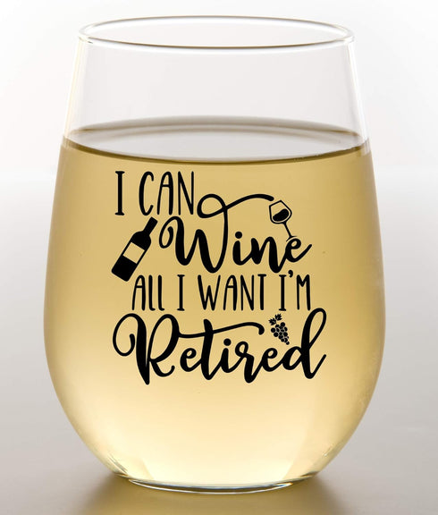 GLASSICLE Retirement Wine Glass - 15 Oz, Scratch-Resistant Funny Wine Glass - Funny Retirement Gifts for Women - Unique Retirement Glass for Wine ...