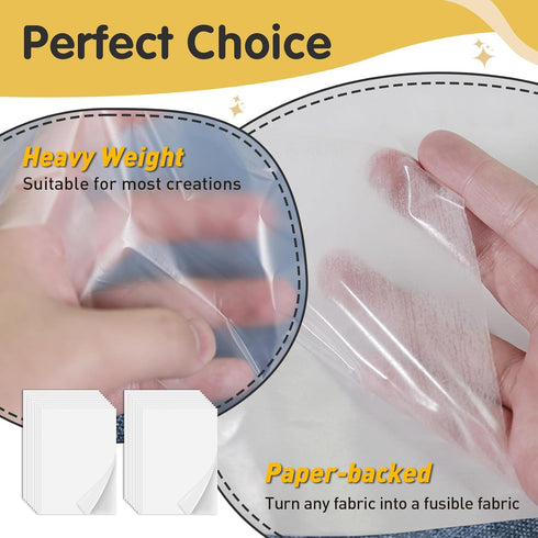 Iron On Adhesive Sheets 20PCS, Heavy Weight Double-Sided Heat Melt Fabric Glue Sheet, A4 Size Fusible Adhesive Sheets, Press-on Patch Iron On Tape...