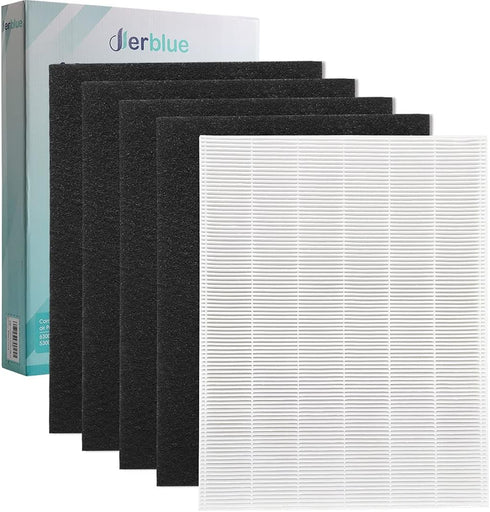 DerBlue 1 Sets Filter & 4Pcs Carbon Replacement Filters A 115115 Size 21 Compatible with Winix PlasmaWave 5300 6300 5300-2 6300-2 P300 C535...
