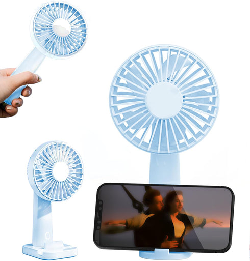 Portable Handheld Fan, Portable Fan Rechargeable, Quiet Personal Fan for Travel Using, White, Blue...