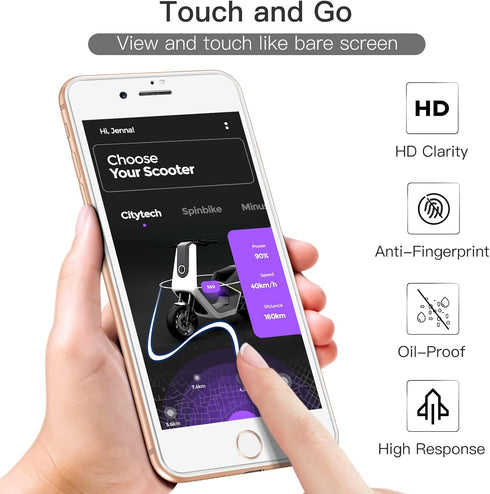 JETech Full Coverage Screen Protector for iPhone 8 Plus/7 Plus 5.5-Inch, White Edge Tempered Glass Film with Easy Installation Tool, Case-Friendly...