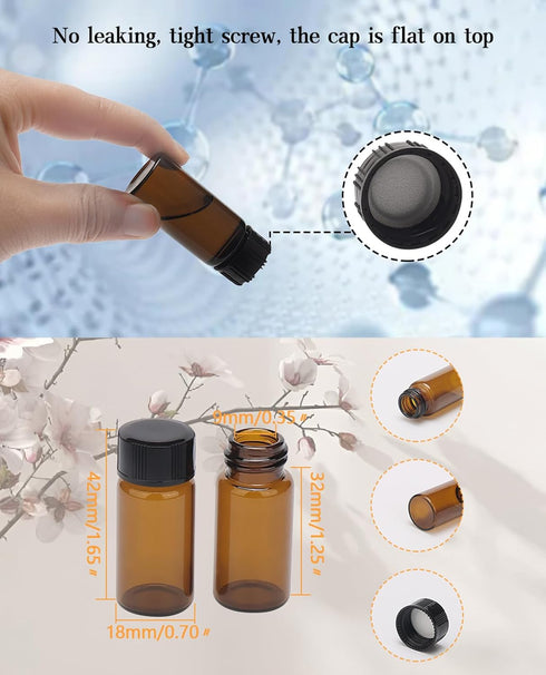 JIUWU Liquid Sample Glass Bottles Vials Screwcap Brown Lab Collection Container Capacity 5ml (0.17 Oz) Pack of 10...