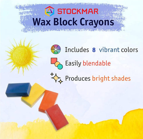 Stockmar Beeswax Block Crayons, Set of 8 - Non Toxic, Safe, Natural Jumbo Crayons For Kids & Adults - Waldorf Homeschool -Waldorf Art Supplies - I...