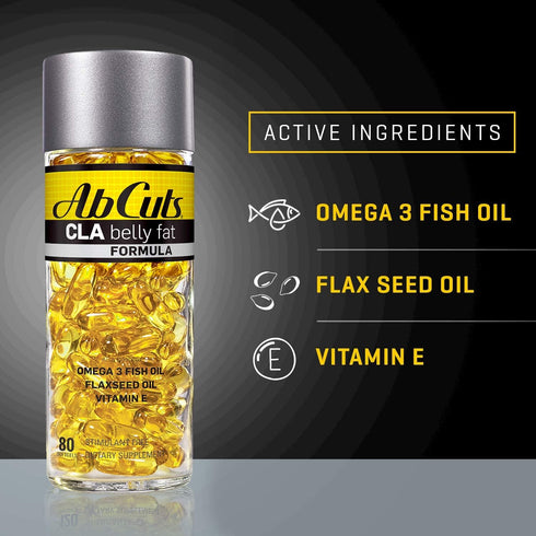 Ab Cuts CLA Belly Fat Formula - 80 Easy-to-Swallow Softgels - Omega 3 Fish Oil, Flaxseed Oil and Vitamin E - Helps Increase Antioxidant Supply and...